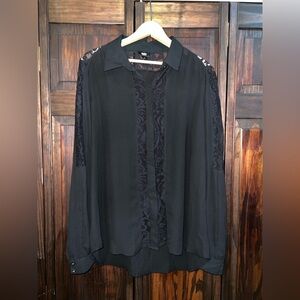 Massimo Black Lace‎ Detail Blouse
